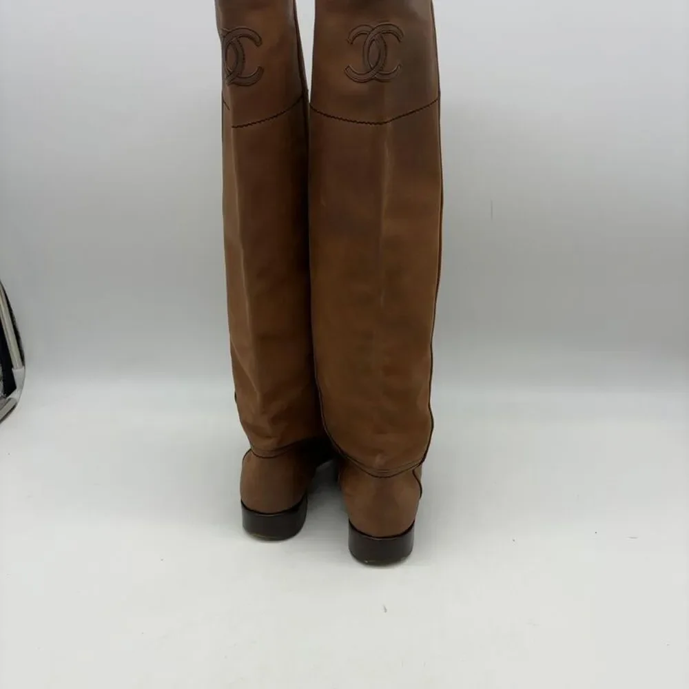 CHANEL Leather Brown Riding Boot